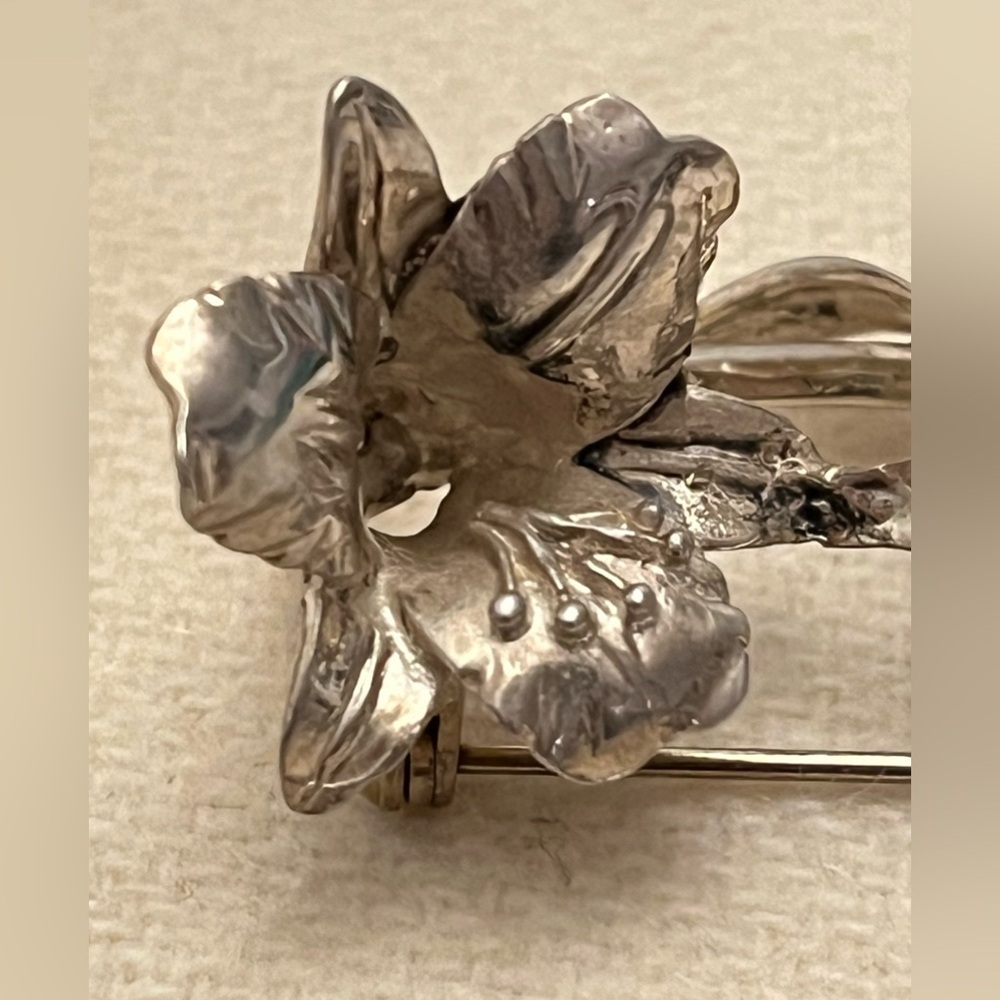Sterling Silver 925 SARAH COV Coventry Vintage floral flower pin brooch signed - Picture 5 of 11